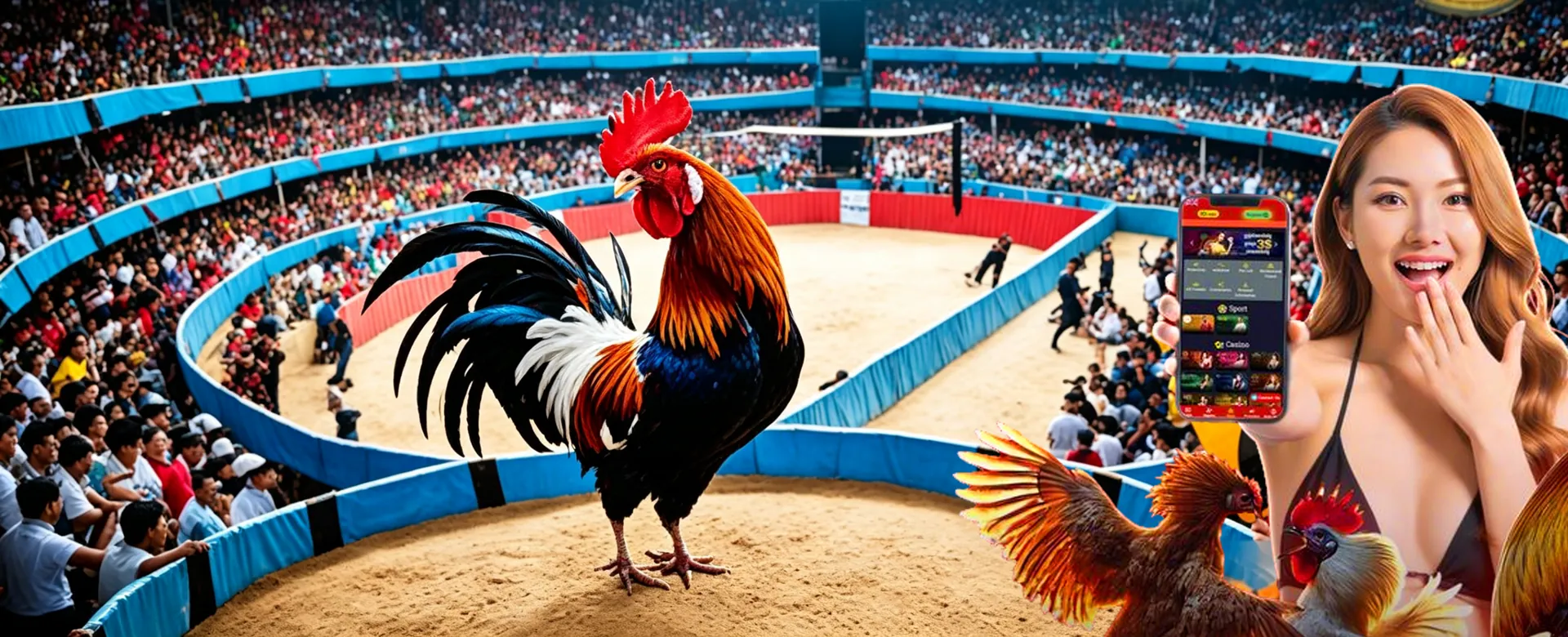 Football stadium with luckycola branding and sports betting action